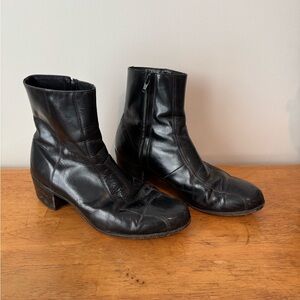 Vintage Florsheim Imperial Men's Duke Boot Black Zip Size 9D Black Leather Elvis